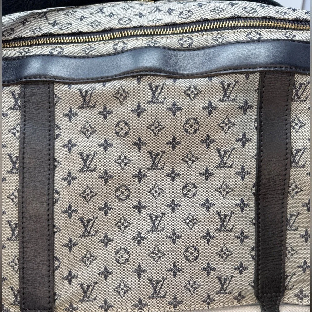 Louis Vuitton Vintage Blue Monogram Mini Lin Sac Maman 2003 Messenger Diaper Bag